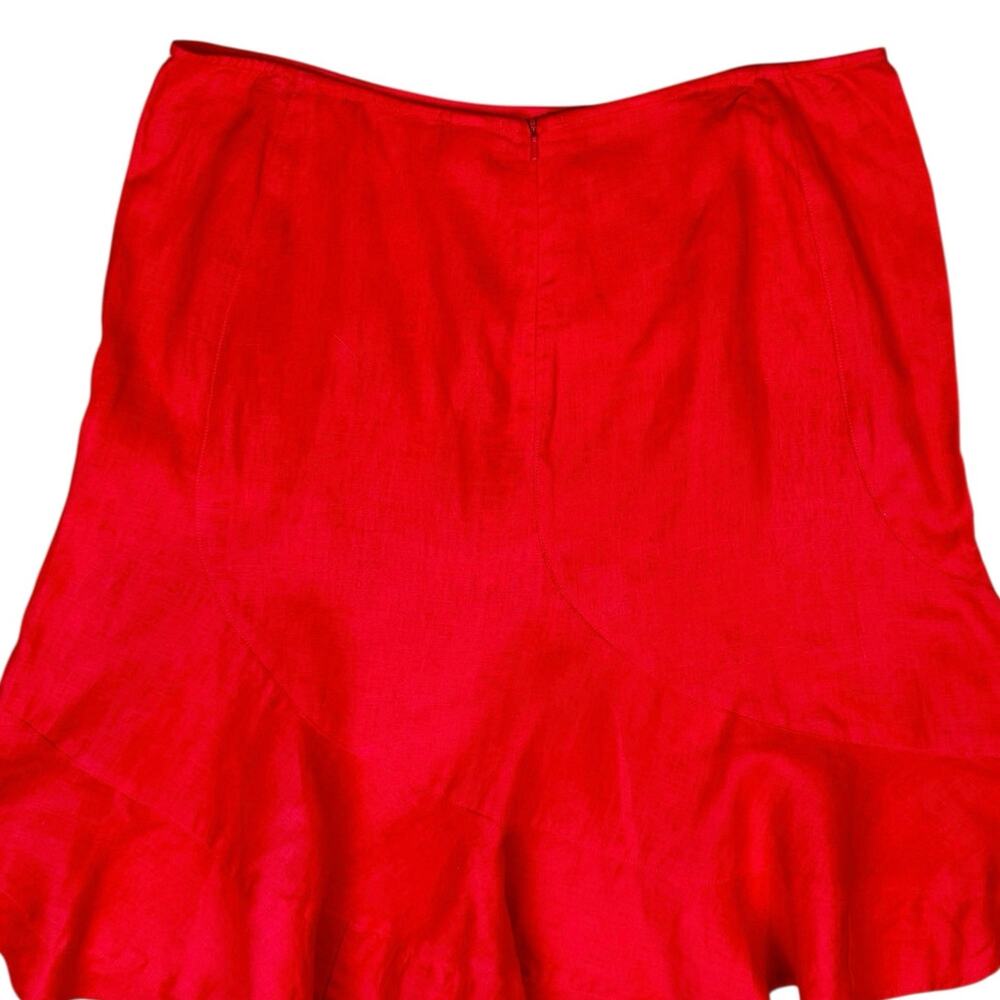 Old Navy Y2K 2003 Red Orange 100% Linen Flounce Skirt - Picture 4 of 6